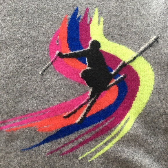 Aqua Sweaters - NWT 100% Cashmere Aqua sweater with ski logo